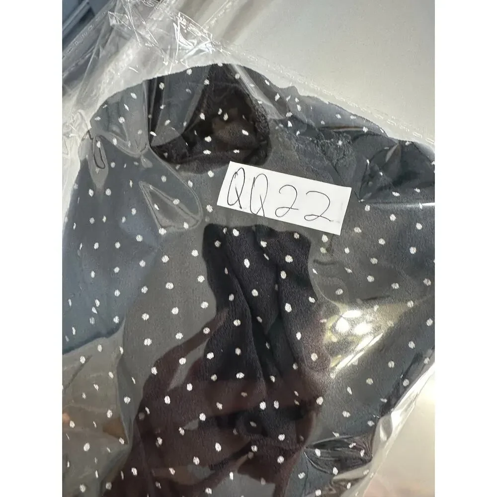 Reformation Polka Dot Black and White Blouse Babydoll Puff Sleeve Sz 6 Viscose